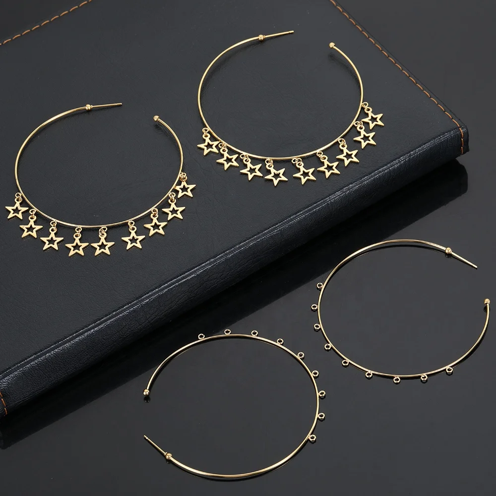 VEROMCA DIY Jewelry Big Hoop Earrings Porous 18k Gold Star Earrings
