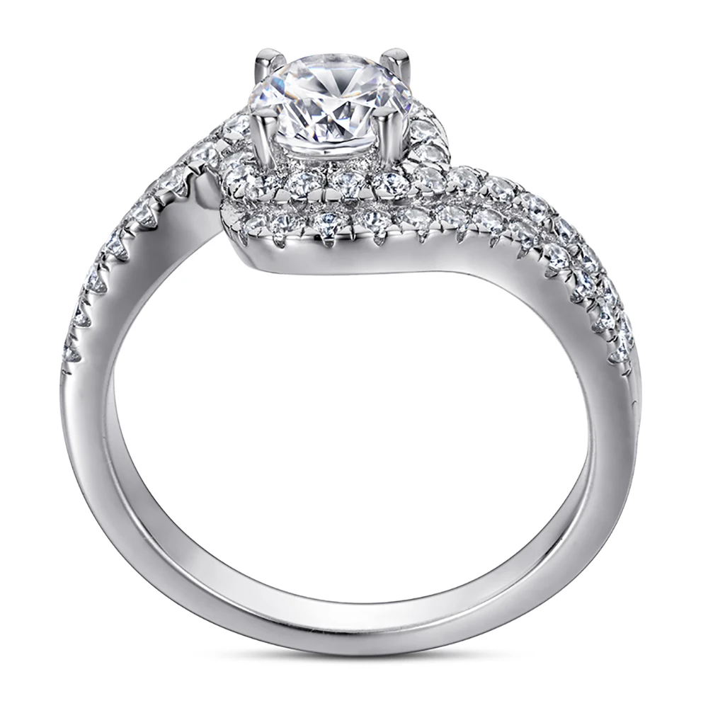 18K White Gold Austrian Crystal Diamond  Engagement Infinity Ring 925 Sterling Silver Plated Cut Diamond Wedding Rings for Women