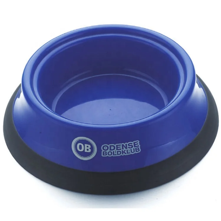 
round plastic pet bowl with rubber flat bottom 