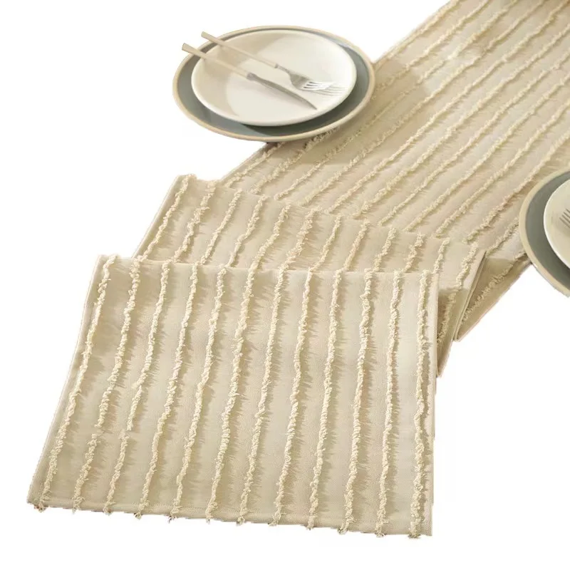 2023 New Design Light Luxury Style Table Runner Striped Pure Color Home Decoration Table Runner