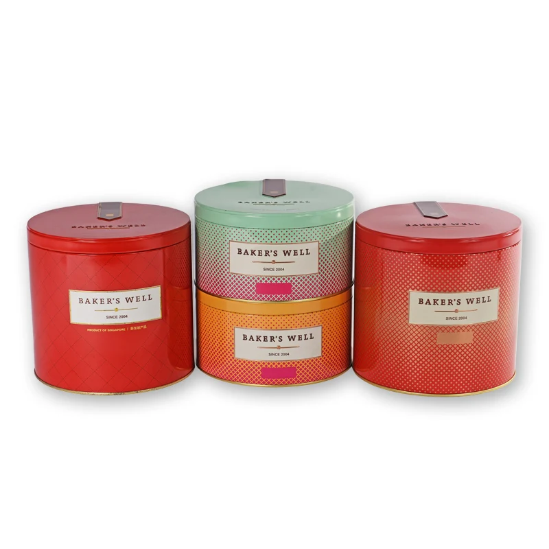 Factory Hot Sell Empty Biscuit Box with Airtight Lid Round Cookie Tin Can
