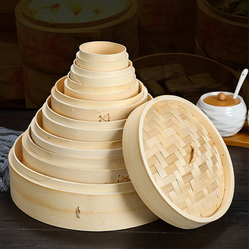 Wholesale High Quality Round Natural Mini Bamboo Steamer Basket Dimsum Bamboo Steamer Basket Food Container Bamboo Steame