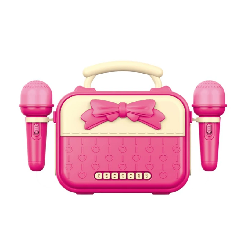 Wholesale custom baby singing toys sound box with 2pcs karaoke microphone machine toys for kids adults