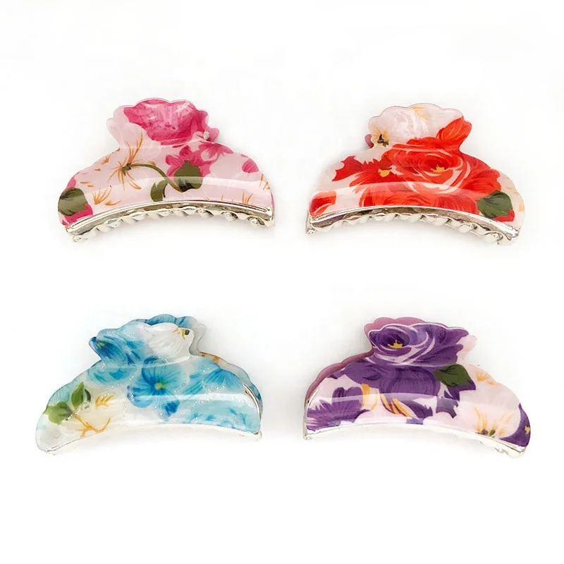 Vintage 9cm large printing plaid leopard marble clamp wave hair claws clip acrylic flower dot zebra stripe designer hair claw