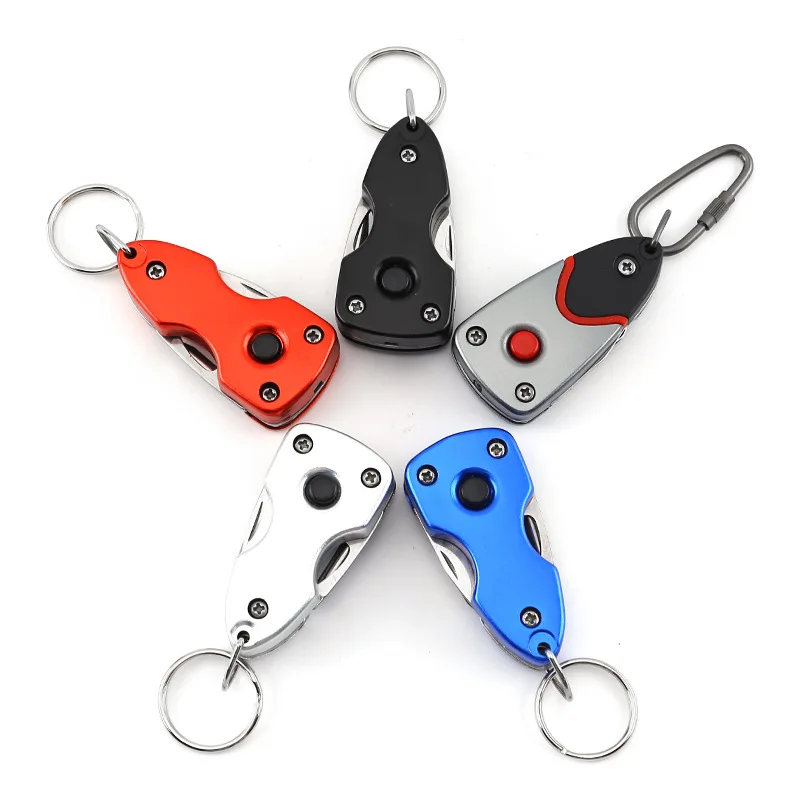 New  Mini Promotion Gift 6-in-1 EDC Multi Functions Pocket Keychain  multi  knife with  LED light