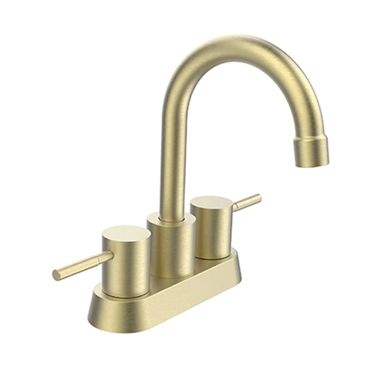 SANIPRO Stainless Steel Bathroom Brushed Nickel 2-Handle 360 Degree High Arc Swivel Spout Centerset 4 Inch Vanity Sink Faucet