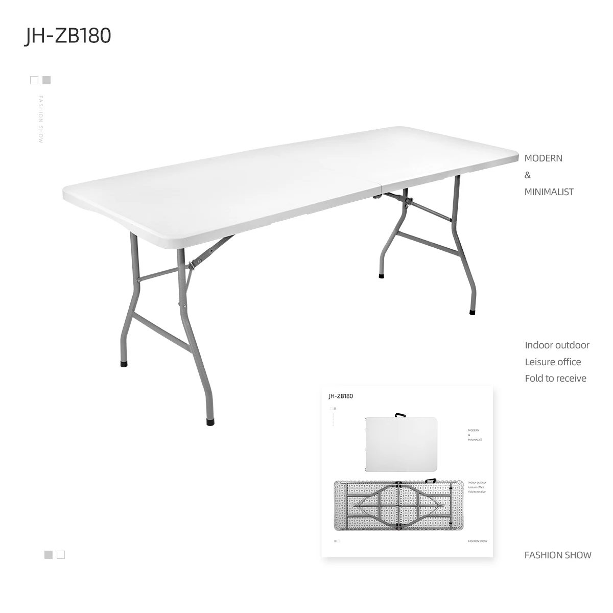Hot sale 4FT 5FT 6FT Wholesale Square Lightweight Long White Portable Outdoor Theme Party Plastic Folding Table