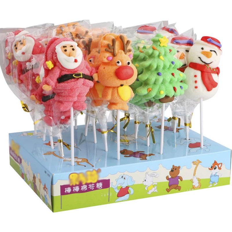 Hot wholesale  Cute Cartoon-Shaped Candy High marshmallow Lollipops for kids