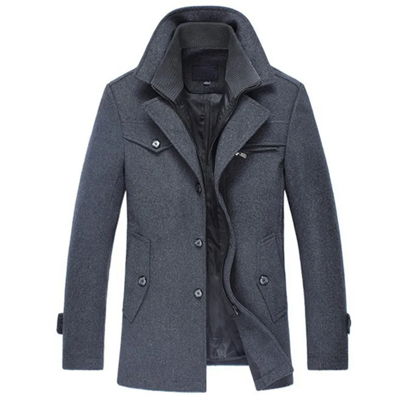 
High Quality Winter Thicken Woolen Plain Coat Men 