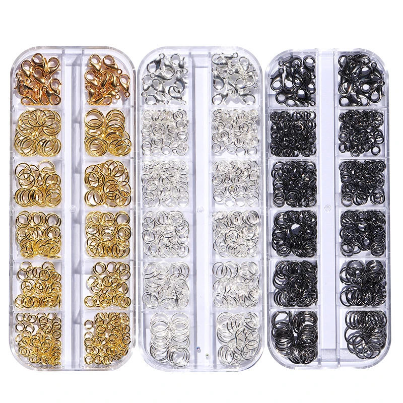 Mixed Box copper Round Circle Ring Hollow Nail Art 3D Decoration for DIY Nail Art Decorations Set