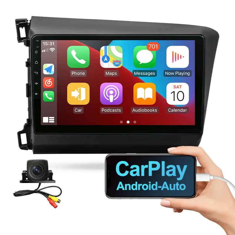 Автомобильный радиоприемник Android 10 0 QLED экран для Honda Civic 2012-2015 авто стерео мультимедийная навигация видеоплеер GPS Carplay No