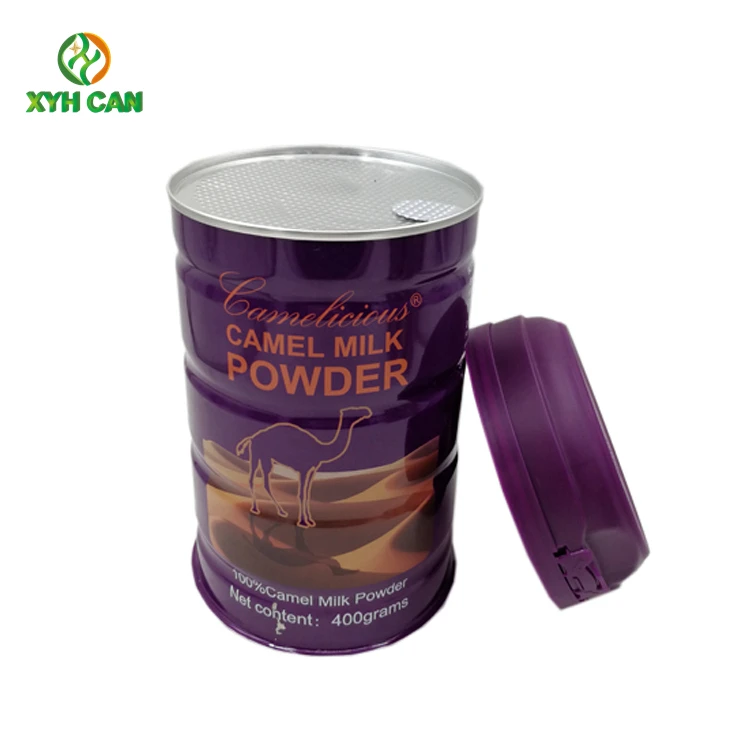 Food Grade round Tinplate Can for Milk Powder Tea Candy & Cookie with Easy Open Metal Lid & Plastic Lid Logo Printed