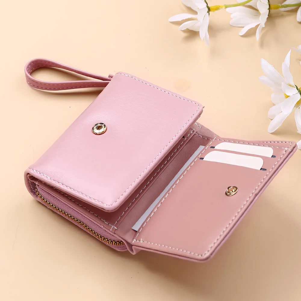 2022 New Women Wallet Short Card Holder Girl Gift Cute Simple Small Bow Zipper Coin Pocket Purse