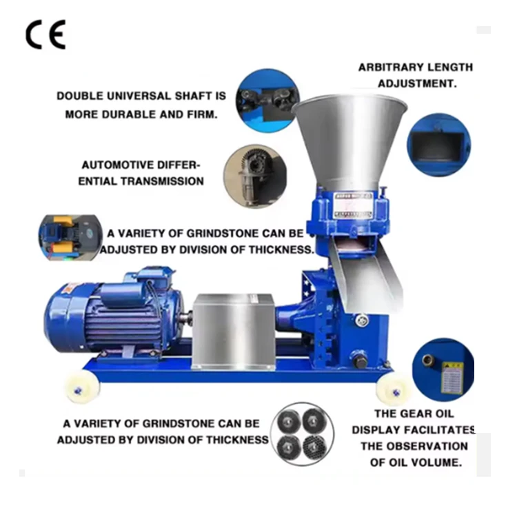 Small Poultry Chicken Fish Pig Goat Cattle Cat Animal Pellet Manufacturing Pelletizing Machine Feed Processing Machine