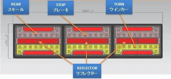 Truck parts LED tail light rear stop brake light turn signal lamp with reflector
