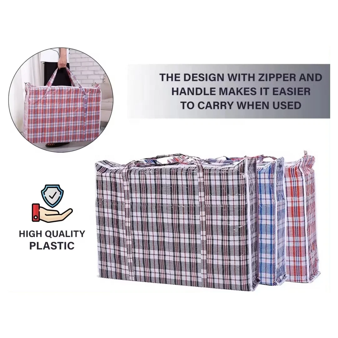 Waterproof Extra Large Capacity Moving Storage Reusable Recycle PP Woven Bags With Zipper For Clothes Quilt