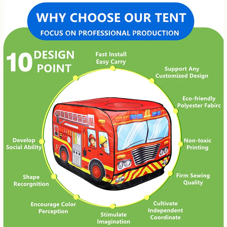 Детская игрушечная машинка, игровые палатки, детский игровой домик, пожарная машина для улицы и помещения, палатка, подарок на день рождения с сумкой для переноски