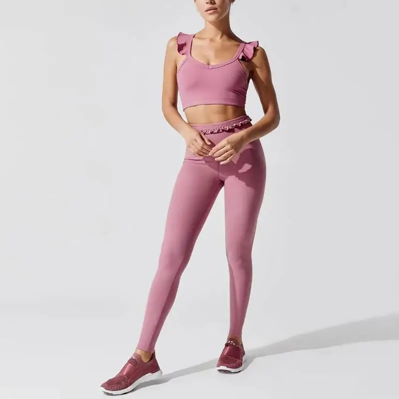 Женский спортивный бюстгальтер Топ для фитнеса с перекрестными лямками на спине с дополнительными оборками