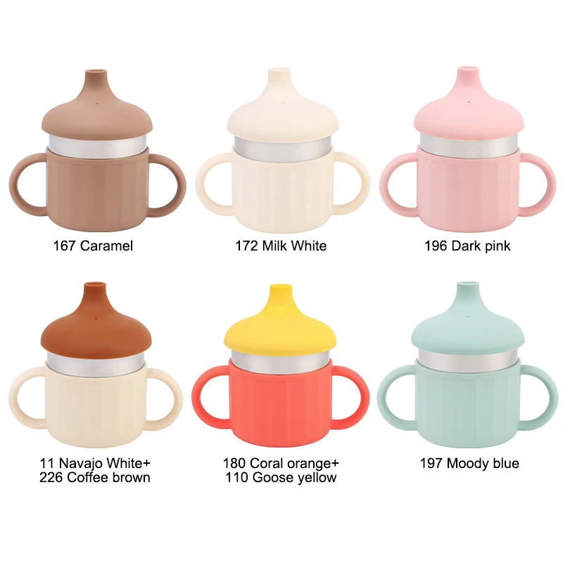 Custom Feeding Product Double Wall Sublimation Tumblers Silicone Water Drink Toddlers Straw Bottle Kid Sippy Baby Training Cup