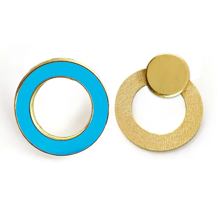 Custom metal craft magnet standard diabetes awareness day soft enamel blue ring circle loop brooch badge lapel pin with epoxy