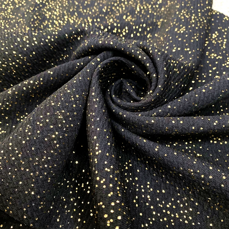 Shimmer Shinny Gold Foil No MOQ Jacquard Knitted Shimmer Bullet Liverpool Fabric by Yard