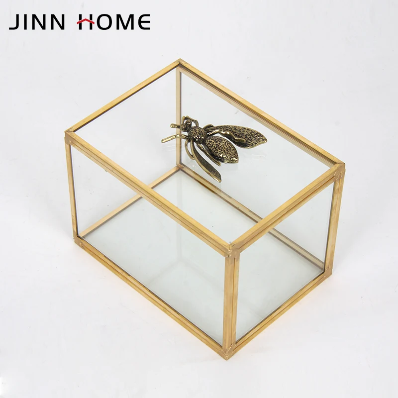 Jinnhome медный Золотой зеркальный стеклянный органайзер для косметических кистей держатель ручек