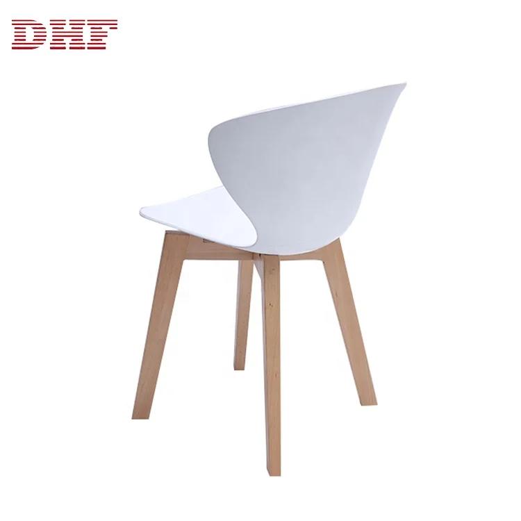 Modern Design Wooden Leg No Arm Plastic White Plastic Chair Stackable Low Price