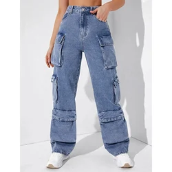 Wide leg jeans for women cargo jeans women, denim cargo pants womens jeans with pockets, denim cargo jeans cargo pants women