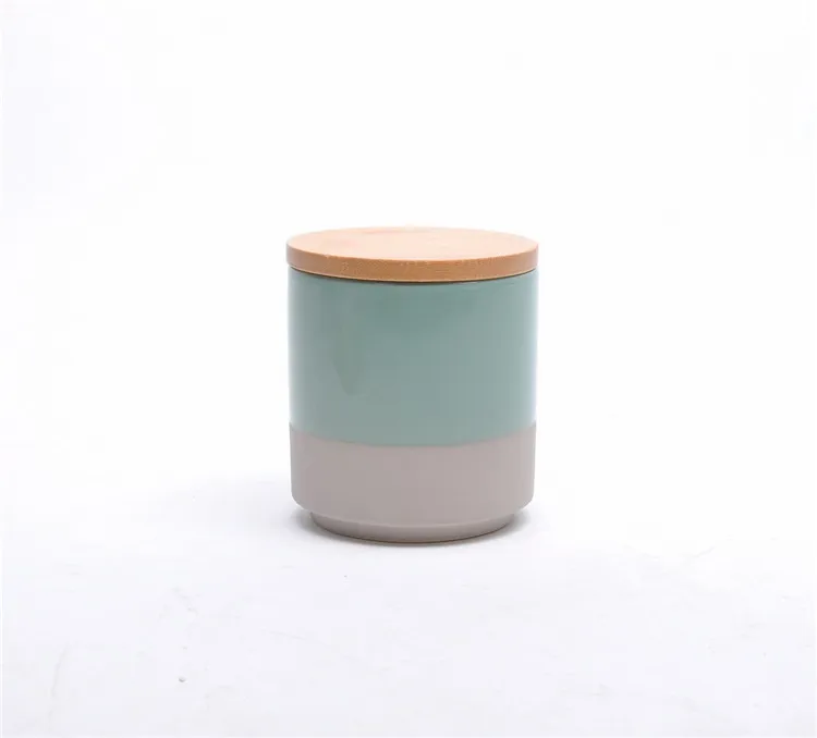 Elegance iridescent color wedding ceramic jars candle vessels ceramic candle holder empety candle canister with lid
