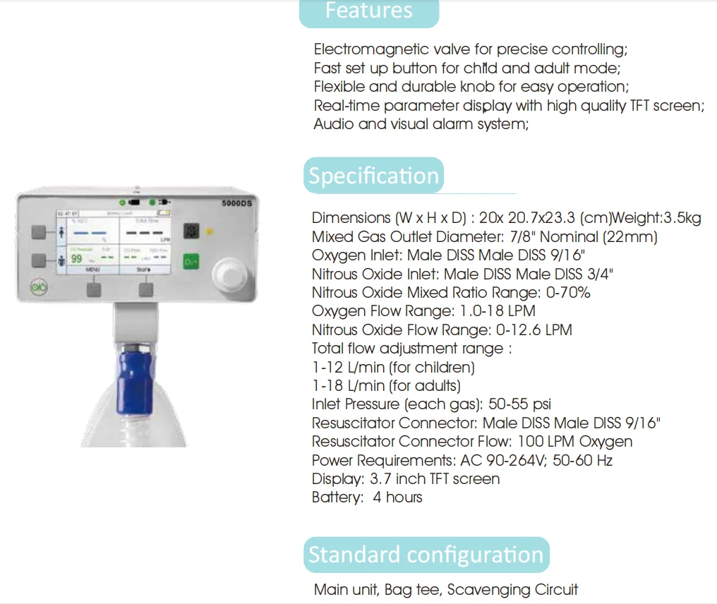 Medical or food grade s8800b n2o dental nitrous oxide sedation system machine dental unit 580g laughing gas for sale canister