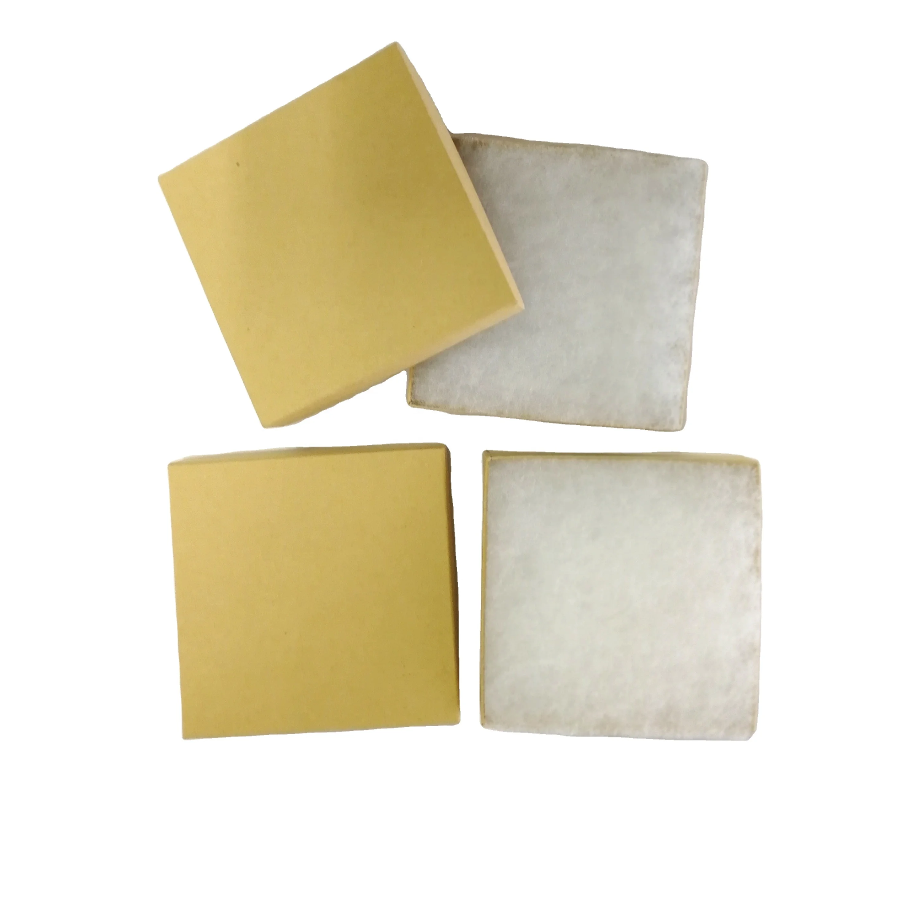 Z33K 3.5x3.5x1 Kraft Cotton Filled Boxes Paper Jewelry Boxes  Wholesale Cardboard Gift Boxes for Rings and Jewelry