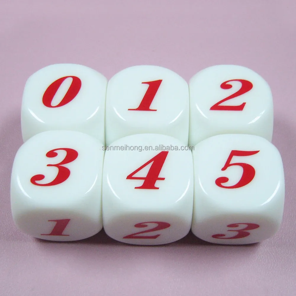 20mm D6 solid white die acrylic rounded corner blank dice six different custom sides printed images
