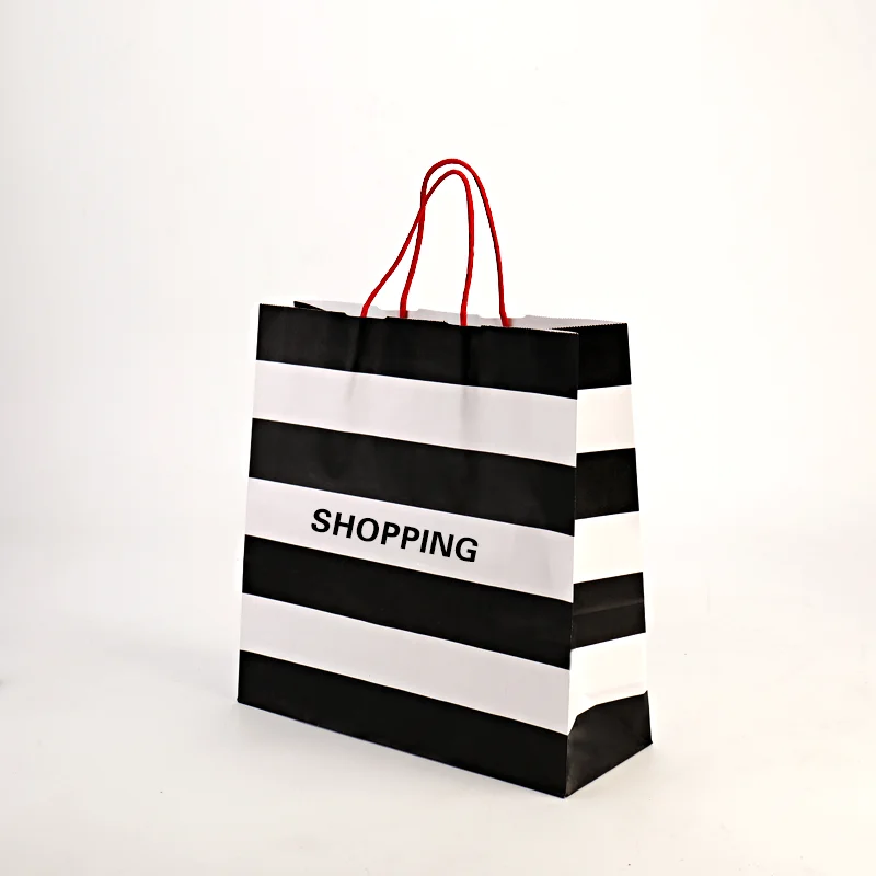 Wholesale  Square Bottom Handbag Simple Fashion Gift  Wedding Cosmetic White Kraft Shape Package Paper Bags With Handles
