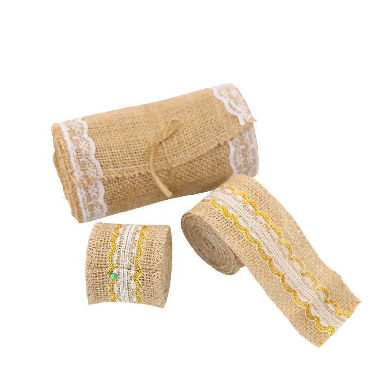 Party material diy bag warrping wedding decorative gift packing jute burlap ribbon