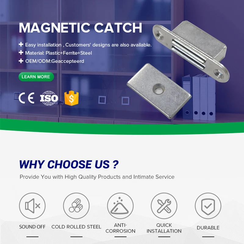 Stainless Steel Strong Magnetic Door Lock Cabinet Door Catch Push Open Latch