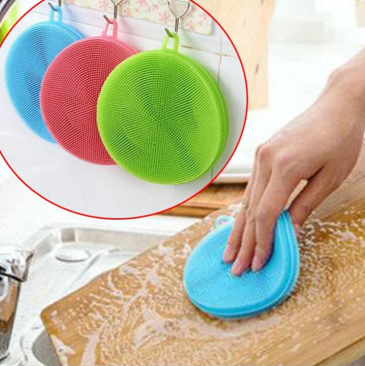 Kitchen Multi-function Cleansing Silicone Pad Circular Silicone Brush Dish Bowl Cleaner as seen on TV low MOQ