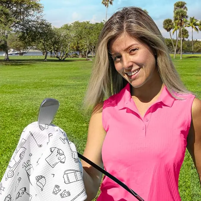 Custom Printed Cotton Quick Drying Golf Towels Sublimation Blank Printing Golf Towels Set