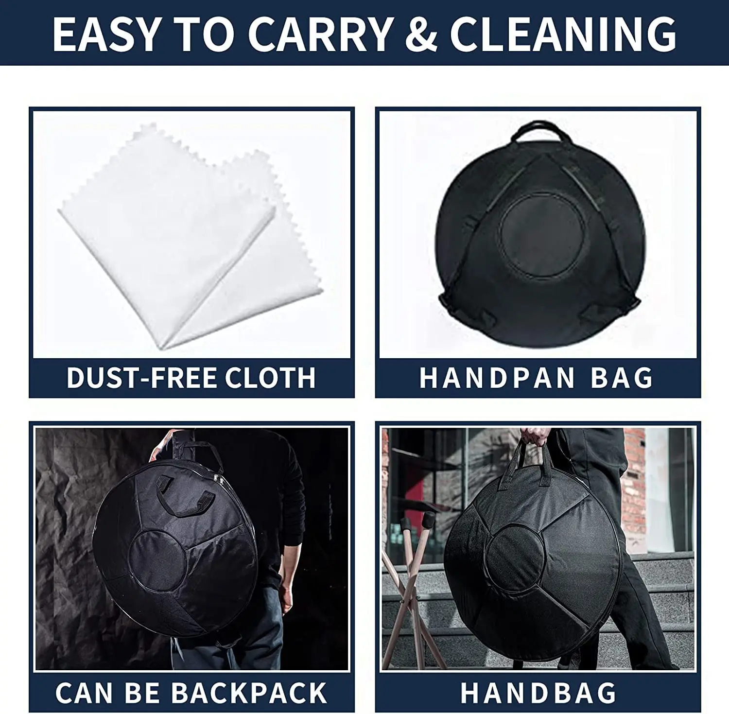 Handpan Drums Sets D Minor 22 inches Steel Hand Drum with Soft Hand Pan Bag, 2 handpan mallet,Handpan Stand