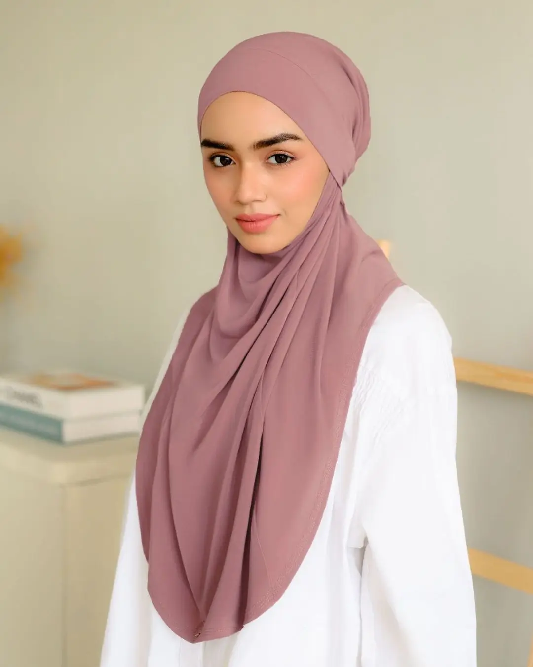 Custom Logo Premium Cotton Instant Hijab Malaysia Women Hijab Scarves 3 In 1 Instant Hijab