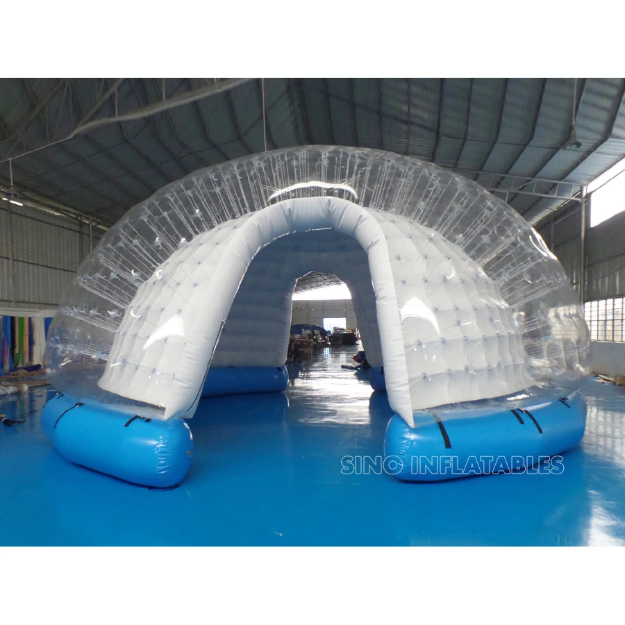 6m Air tight big dome inflatable bubble tent with LED lights placed inside via zippers with clear pvc outside for exhibition