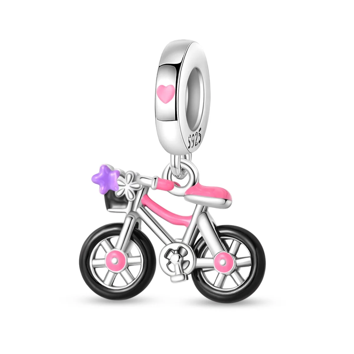 New Fashion S925 Sterling Silver Charm Bead Bicycle Camera Backpack Hanging Colored Diamond DIY Bracelet for Women Jewelry