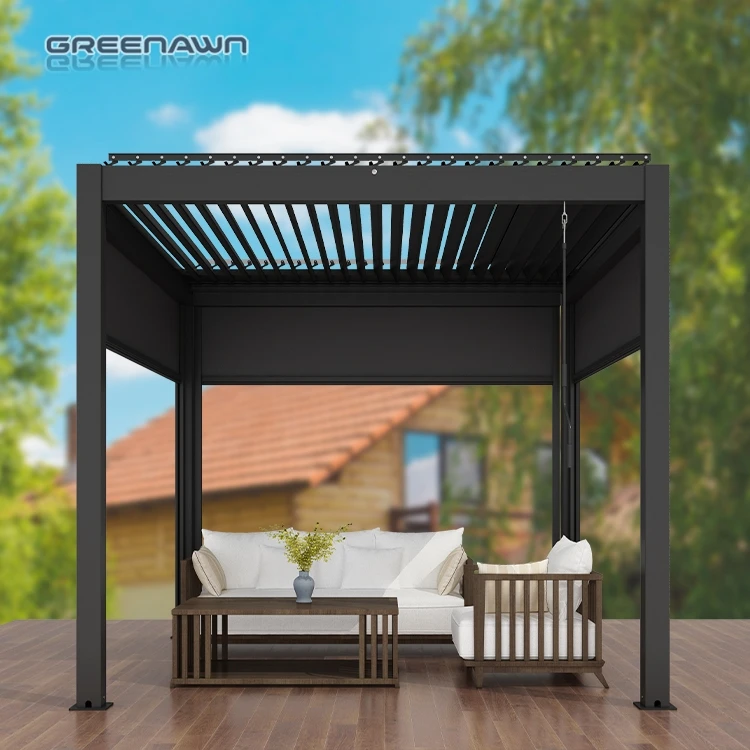 Greenawn Modern Outdoor Waterproof Motorized Aluminum Pergola