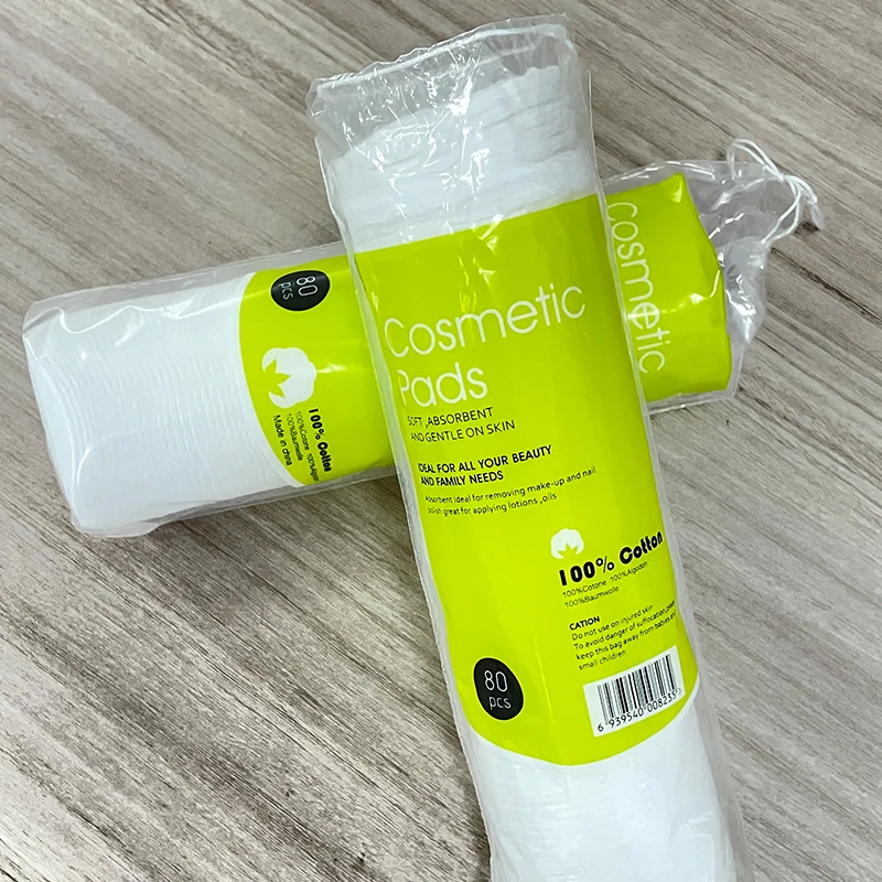 Hot Selling Round 80/100/120 Pieces Embossing Cotton Pads Facial Disposable Makeup Remover Pads Pure Cotton