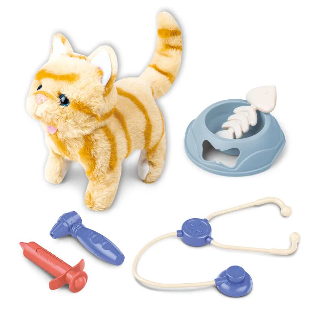 Stuffed animal toys electric pet rabbit walking  with sounds for plush rabbit toys kid doctor set