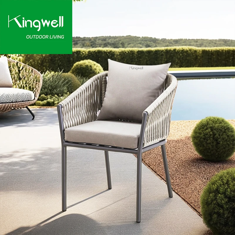 Customizable stackable outdoor chairs rope bistro patio lounge chair aluminum restaurant chair for garden