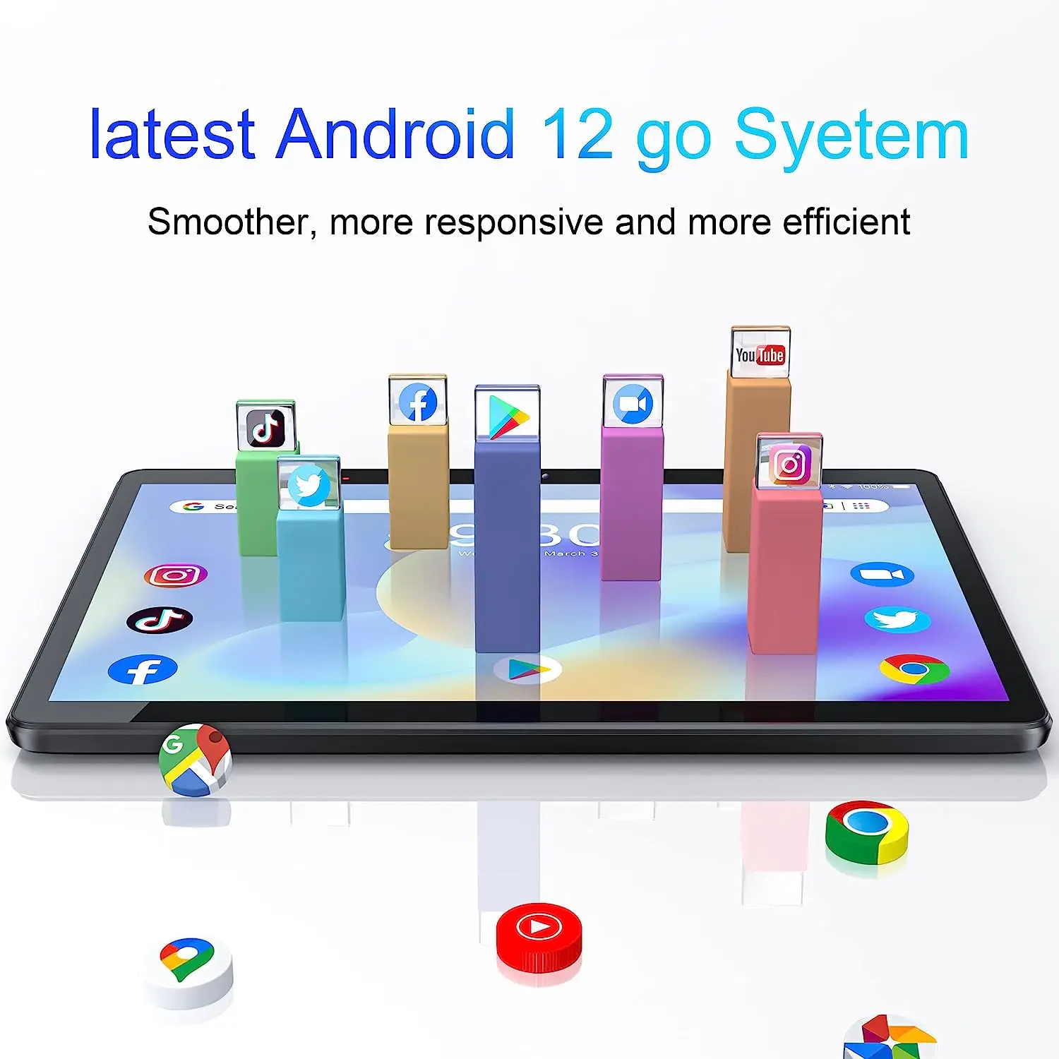 2023 10 Inch Tablets PC with Google Play 2gb 32gb IPS HD Touchscreen and Dual Speakers Android 12 Tablet USB type A