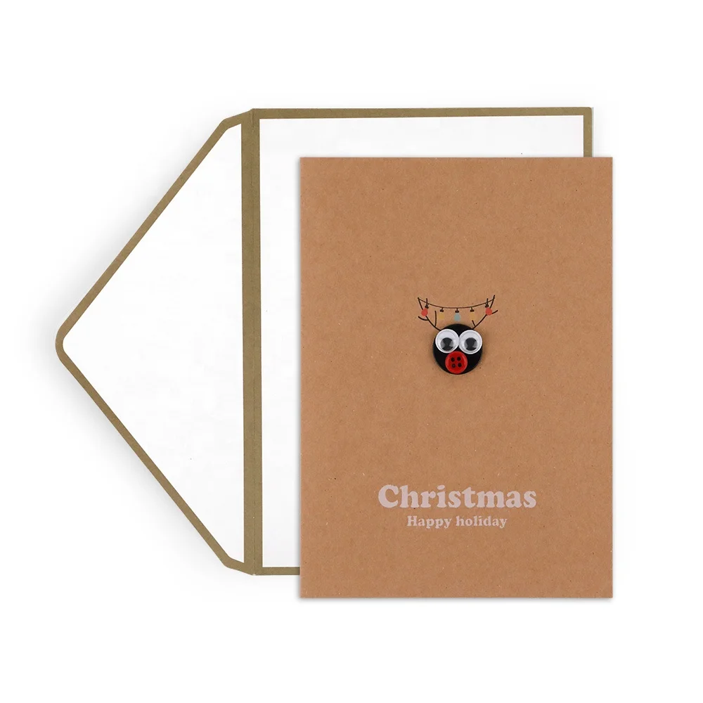 Luxury ECO Friendly Vintage Kraft Paper Handmade Merry Christmas Greeting Cards with Envelopes Manufacturer