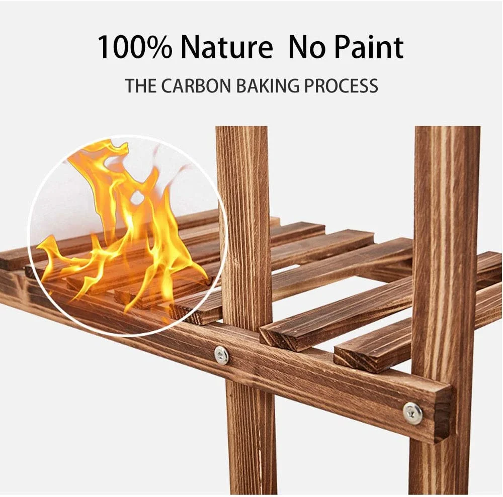 Factory plant pot holder display wooden stand for plant indoor vertical plant shelf.