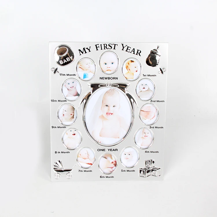 Jinnhome hotsell wholesale aluminium 12 months first year metal baby photo frame