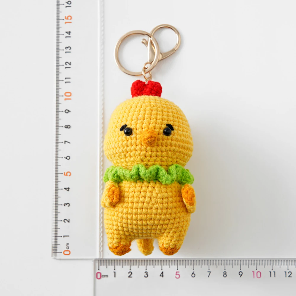 Wholesale Best Selling Cartoon Woven Key Ring Accessories Zinc Alloy PP Cotton Crochet Stuffed Animal Pendant Keychain